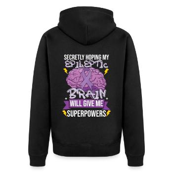 Epilepsy Awareness Month - Unisex Premium Organic Zip Hoodie - black - Back - Nico (187cm)