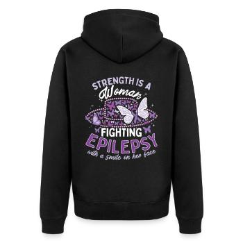 Women Epilepsy Warrior - Unisex Premium Organic Zip Hoodie - black - Back - Nico (187cm)