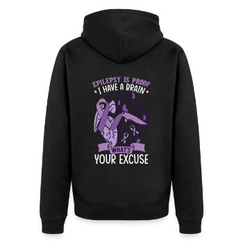Epilepsy Awareness Warrior - Unisex Premium Organic Zip Hoodie - black - Back - Nico (187cm)