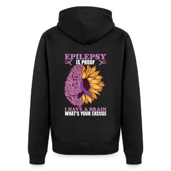 Epilepsy Is Proof - Unisex Premium Organic Zip Hoodie - black - Back - Nico (187cm)