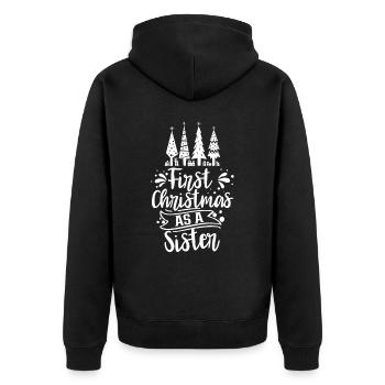 Erste Weihnachten Als Schwester Schwanger Familie - Unisex Premium Bio Zip Hoodie - Schwarz - Hinten - Nico (187cm)
