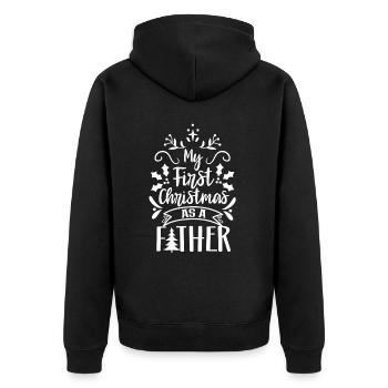 Mein Erstes Weihnachten Als Vater Schwanger - Unisex Premium Bio Zip Hoodie - Schwarz - Hinten - Nico (187cm)