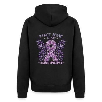 Ich habe Epilepsie - Unisex Premium Bio Zip Hoodie - Schwarz - Hinten - Nico (187cm)