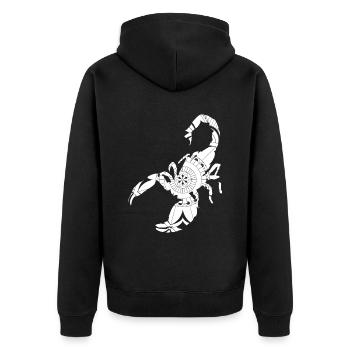 Sternzeichen Krebs Symbol - Unisex Premium Bio Zip Hoodie - Schwarz - Hinten - Nico (187cm)