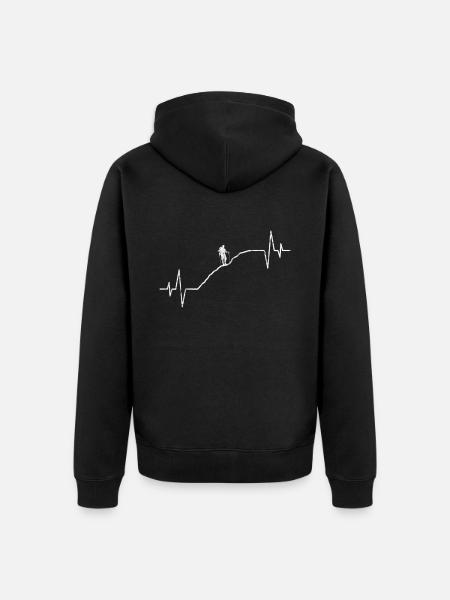 Randonnée Battement de cœur du randonneur - Veste à capuche bio Premium Unisexe - noir