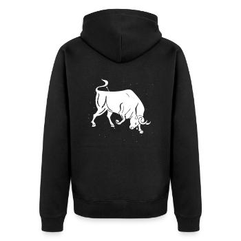 Sternzeichen Stier Symbol - Unisex Premium Bio Zip Hoodie - Schwarz - Hinten - Nico (187cm)