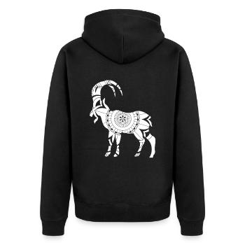 Signe du zodiaque Symbole du Capricorne - Veste à capuche bio Premium Unisexe - noir - Dos - Nico (187cm)