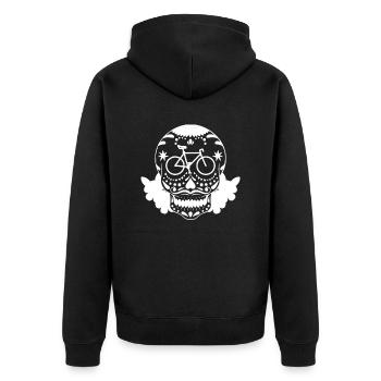 Rennrad Radsport Radsportler Totenkopf - Unisex Premium Bio Zip Hoodie - Schwarz - Hinten - Nico (187cm)