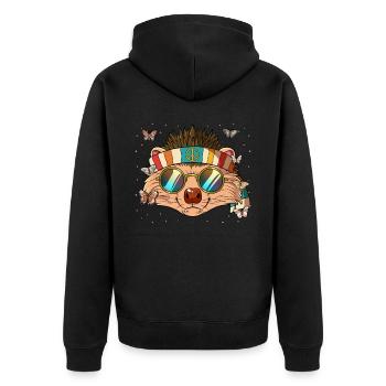 60s 70s Costume Groovy Hippie - Veste à capuche bio Premium Unisexe - noir - Dos - Nico (187cm)