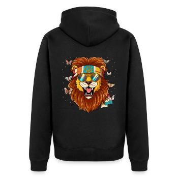 60er 70er Jahre Kostüm Groovy Hippie - Unisex Premium Bio Zip Hoodie - Schwarz - Hinten - Nico (187cm)