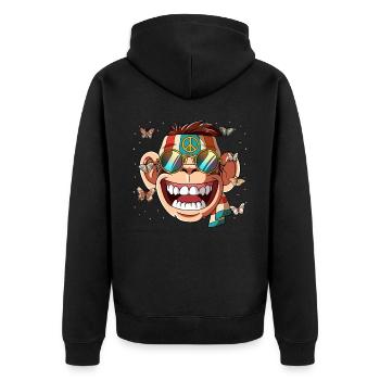 60s 70s Costume Groovy Hippie - Veste à capuche bio Premium Unisexe - noir - Dos - Nico (187cm)
