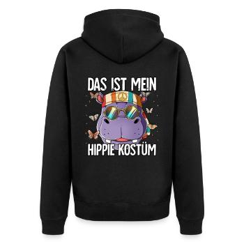 Das Ist Mein Hippie Kostüm 60er 70er Jahre Kostüm - Unisex Premium Bio Zip Hoodie - Schwarz - Hinten - Nico (187cm)