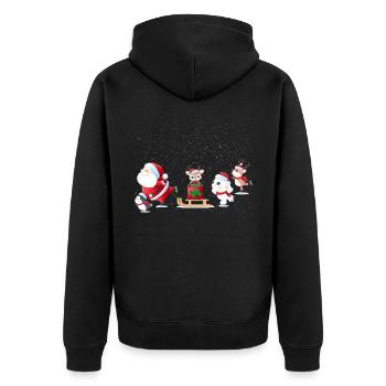 Cute Santa Claus Penguin Reindeer - Unisex Premium Organic Zip Hoodie - black - Back - Nico (187cm)