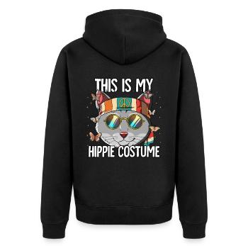 60s 70s Costume This Is My Hippie Costume - Unisex Premium Organic Zip Hoodie - black - Back - Nico (187cm)