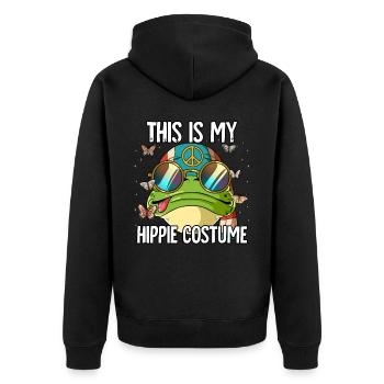 Costume des années 60 des années 70 Ceci est mon costume hippie - Veste à capuche bio Premium Unisexe - noir - Dos - Nico (187cm)