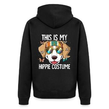 60s 70s Costume This Is My Hippie Costume - Unisex Premium Organic Zip Hoodie - black - Back - Nico (187cm)