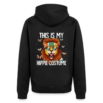 60er 70er Jahre Kostüm This Is My Hippie Costume - Unisex Premium Bio Zip Hoodie - Schwarz - Hinten - Nico (187cm)