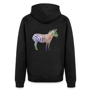 Zebra Regenbogen - Zebra Wildtier in Afrika - Unisex Premium Bio Zip Hoodie - Schwarz - Hinten - Nico (187cm)