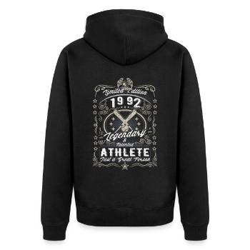 Vintage 1992 Baseball Birthday Gift Hobby - Unisex Premium Organic Zip Hoodie - black - Back - Nico (187cm)