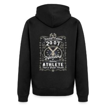 Vintage 2007 Baseball Geburtstag Geschenk Hobby - Unisex Premium Bio Zip Hoodie - Schwarz - Hinten - Nico (187cm)