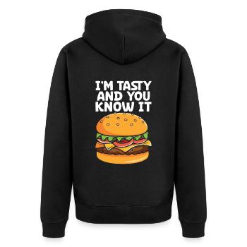 Hamburger - Veste à capuche bio Premium Unisexe - noir - Dos - Nico (187cm)