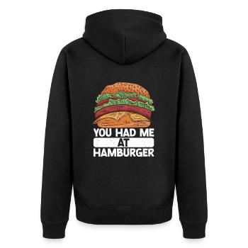 Hamburger - Veste à capuche bio Premium Unisexe - noir - Dos - Nico (187cm)