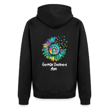Deutsche Schäferhund Sonnenblumenmom - Unisex Premium Bio Zip Hoodie - Schwarz - Hinten - Nico (187cm)