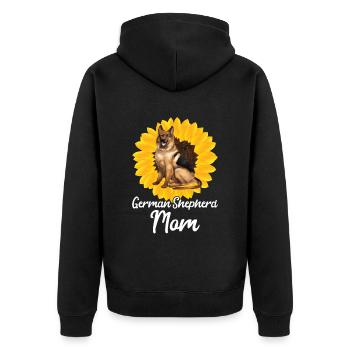 Deutsche Schäferhund Sonnenblumenmom - Unisex Premium Bio Zip Hoodie - Schwarz - Hinten - Nico (187cm)