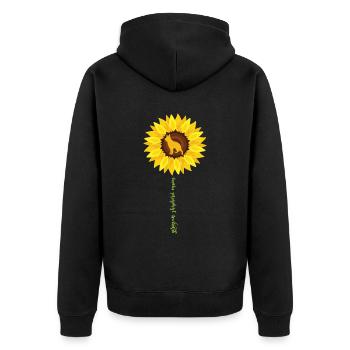 Deutsche Schäferhund Sonnenblumenmom - Unisex Premium Bio Zip Hoodie - Schwarz - Hinten - Nico (187cm)