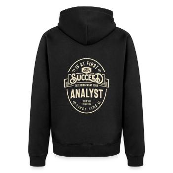 Analyst Job Title Occupation Birthday Worker - Unisex Premium Organic Zip Hoodie - black - Back - Nico (187cm)