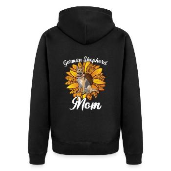 Deutsche Schäferhund Sonnenblumenmom - Unisex Premium Bio Zip Hoodie - Schwarz - Hinten - Nico (187cm)