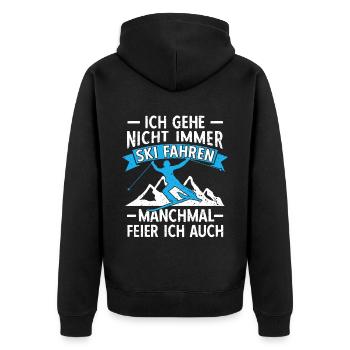 Lustige Skifahrer Ski fahren Ski Hütten Party - Unisex Premium Bio Zip Hoodie - Schwarz - Hinten - Nico (187cm)