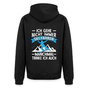 Lustige Skifahrer Ski Fahren Bier Trinken - Unisex Premium Bio Zip Hoodie - Schwarz - Hinten - Nico (187cm)
