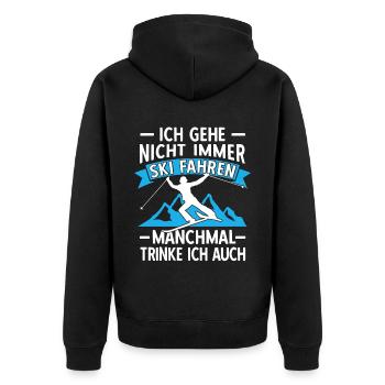 Lustige Skifahrer Ski Fahren Alter Mann auf Skiern - Unisex Premium Bio Zip Hoodie - Schwarz - Hinten - Nico (187cm)