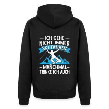 Lustige Skifahrer Ski Fahren Biertrinker Skiparty - Unisex Premium Bio Zip Hoodie - Schwarz - Hinten - Nico (187cm)