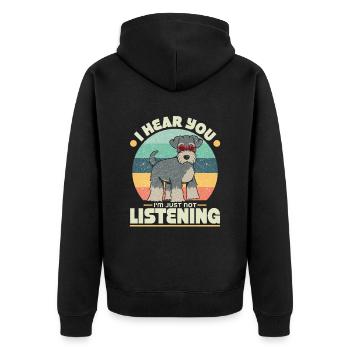 Zwergschnauzer - Unisex Premium Bio Zip Hoodie - Schwarz - Hinten - Nico (187cm)