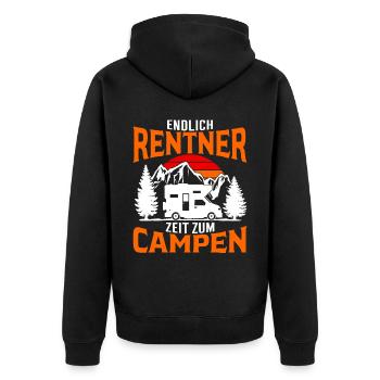 Rentner Ruhestand Camping Wohnmobil Rente - Unisex Premium Bio Zip Hoodie - Schwarz - Hinten - Nico (187cm)