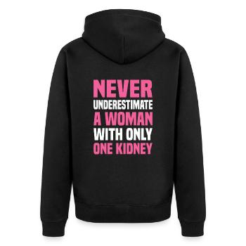 Nierentransplantation Niere Dialyse - Unisex Premium Bio Zip Hoodie - Schwarz - Hinten - Nico (187cm)