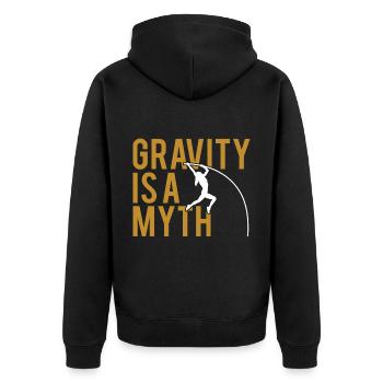 Funny Gravity Is A Myth For Pole Vault Athletes - Unisex Premium Organic Zip Hoodie - black - Back - Nico (187cm)