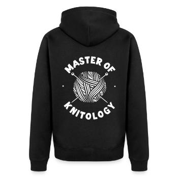 Knitting Knitter Master Of - Unisex Premium Bio Zip Hoodie - Schwarz - Hinten - Nico (187cm)