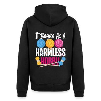 Knitting Knitter It Began As A - Unisex Premium Organic Zip Hoodie - black - Back - Nico (187cm)