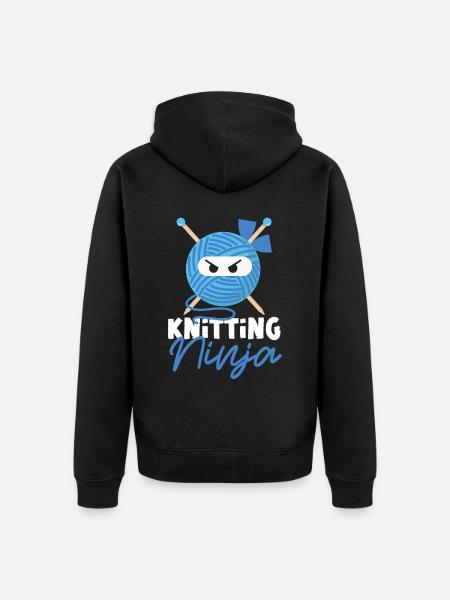 Knitting Knitter Ninja Knitting - Unisex Premium Organic Zip Hoodie - black