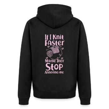 Tricoter si je tricote plus vite - Veste à capuche bio Premium Unisexe - noir - Dos - Nico (187cm)
