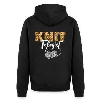 Knitting Wrinkled Leopard Cheetah - Unisex Premium Organic Zip Hoodie - black - Back - Nico (187cm)