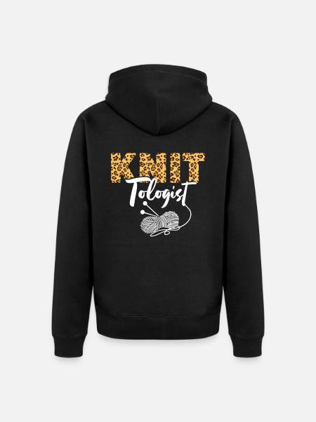 Knitting Wrinkled Leopard Cheetah - Unisex Premium Organic Zip Hoodie - black