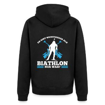 Es Gibt Wichtigeres Als Biathlon Nur Was? - Unisex Premium Bio Zip Hoodie - Schwarz - Hinten - Nico (187cm)