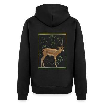 Grant Gazellen - Antilope - Wildtiere Afrika - Unisex Premium Bio Zip Hoodie - Schwarz - Hinten - Nico (187cm)
