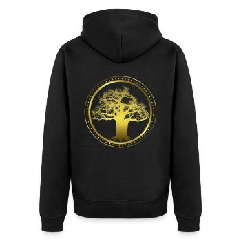 Baobab avec cercle et étoiles - Graphisme - Géométrie - Veste à capuche bio Premium Unisexe - noir - Dos - Nico (187cm)