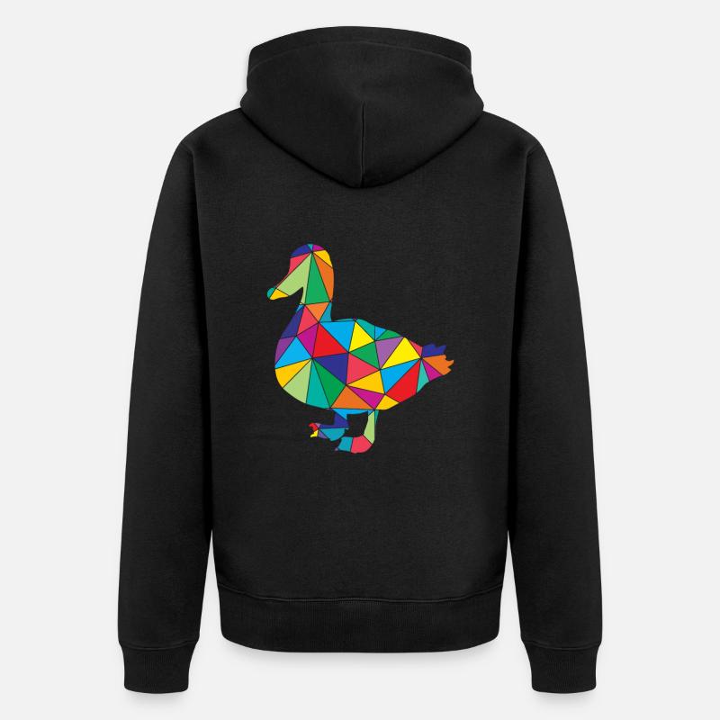 Ente Polygon Low Poly - Unisex Premium Bio Zip Hoodie - Schwarz