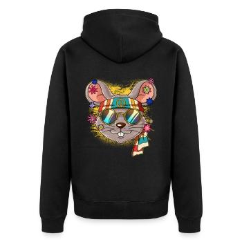 60s 70s Costume Groovy Hippie - Veste à capuche bio Premium Unisexe - noir - Dos - Nico (187cm)